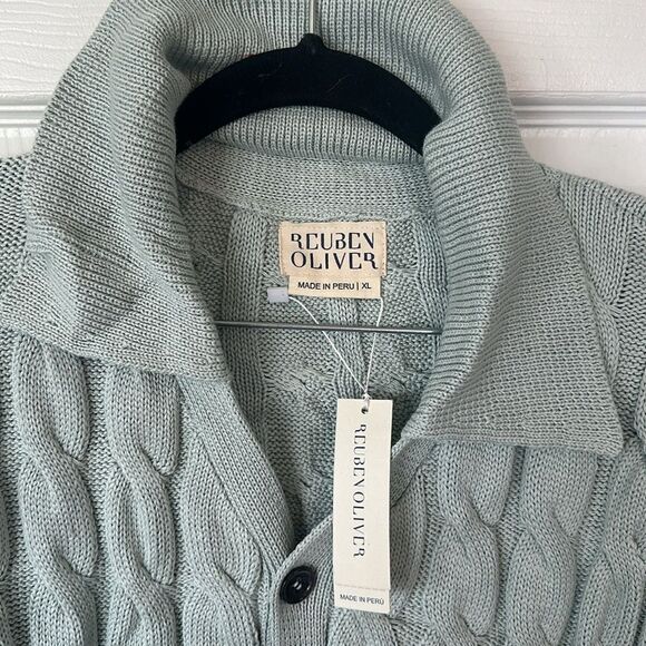 Reuben Oliver The Short Sleeve Country Club Button Down Sweater Mint Green SZ XL - Picture 6 of 9